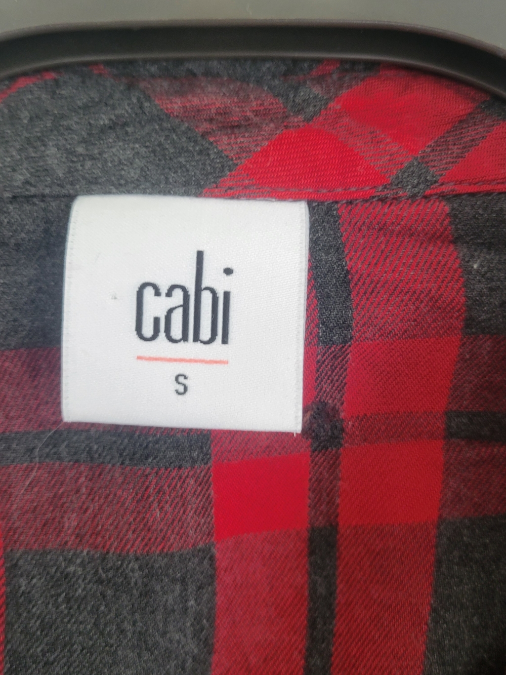CAbi Red and Charcoal Plaid Women’s Top